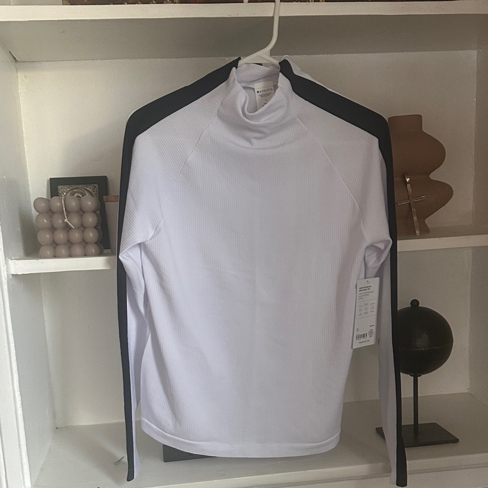 Athleta Renew Seamless Mock Neck Top - White and Black.